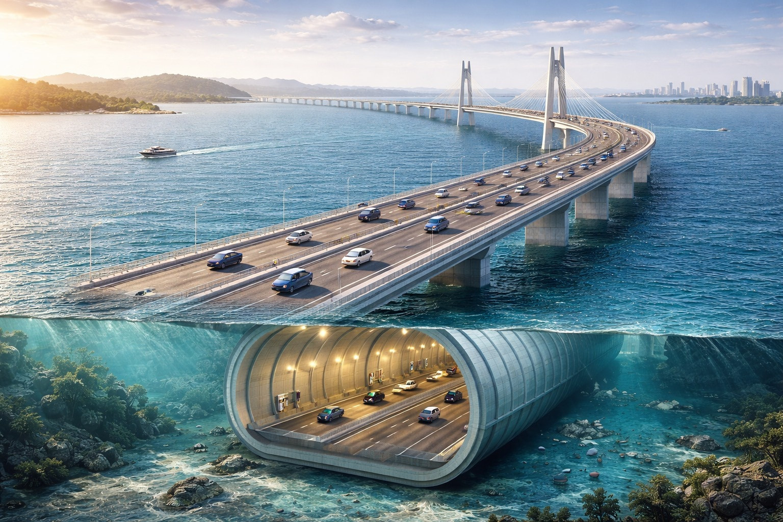 Phối cảnh đường vượt biển Cần Giờ - Vũng Tàu 93.000 tỷ đồng 1 Duong vuot bien Can Gio Vung Tau